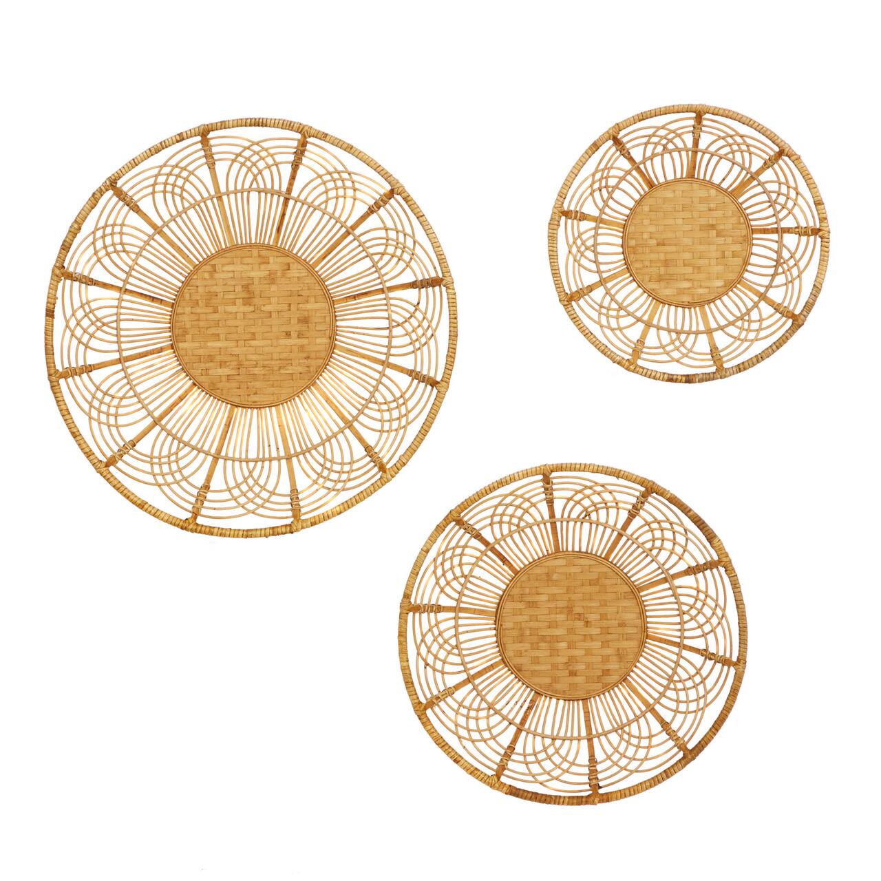 Set of 3 Brown Metal Boho Style Wall Decor 24", 20", 16"